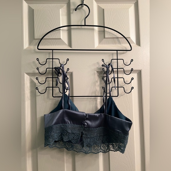 Forever21 Dark Teal Blue Satin Crop Top - Picture 3 of 5